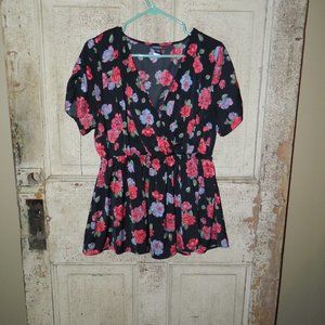 Torrid Black Pullover Elastic Waist Blouse Top Size Torrid 0 - L/12 (Q-20)